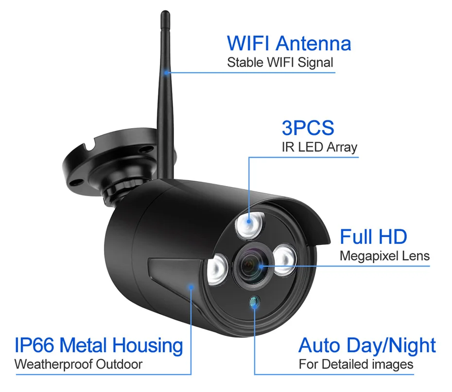 Беспроводная система видеонаблюдения 7 дюймов ЖК дисплей 4CH Wifi NVR P2P 20 м IR ночное