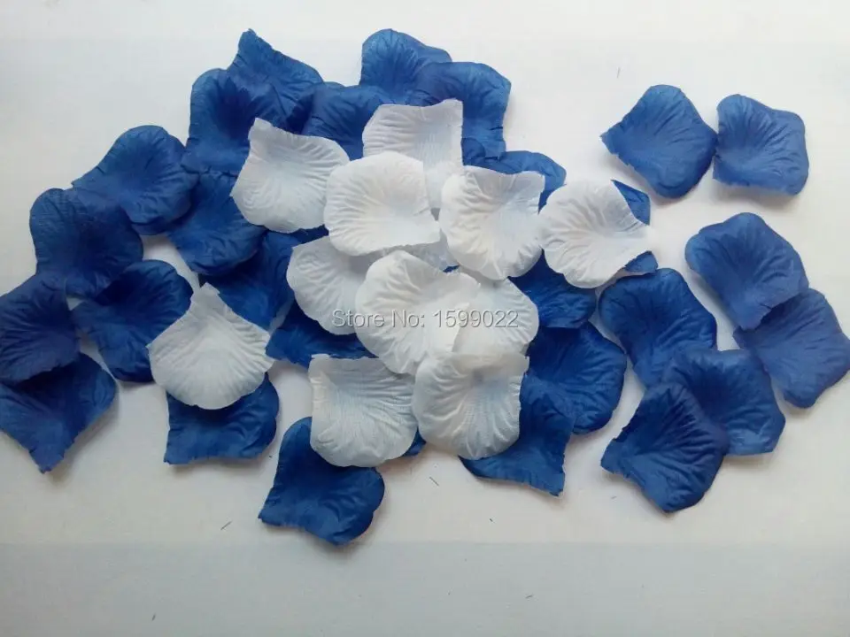 2000 шт. 20 пакетов Королевский синий смешанный белый искусственный шелк лепестки роз Свадебные цветы конфетти decorationspetalos de rosa