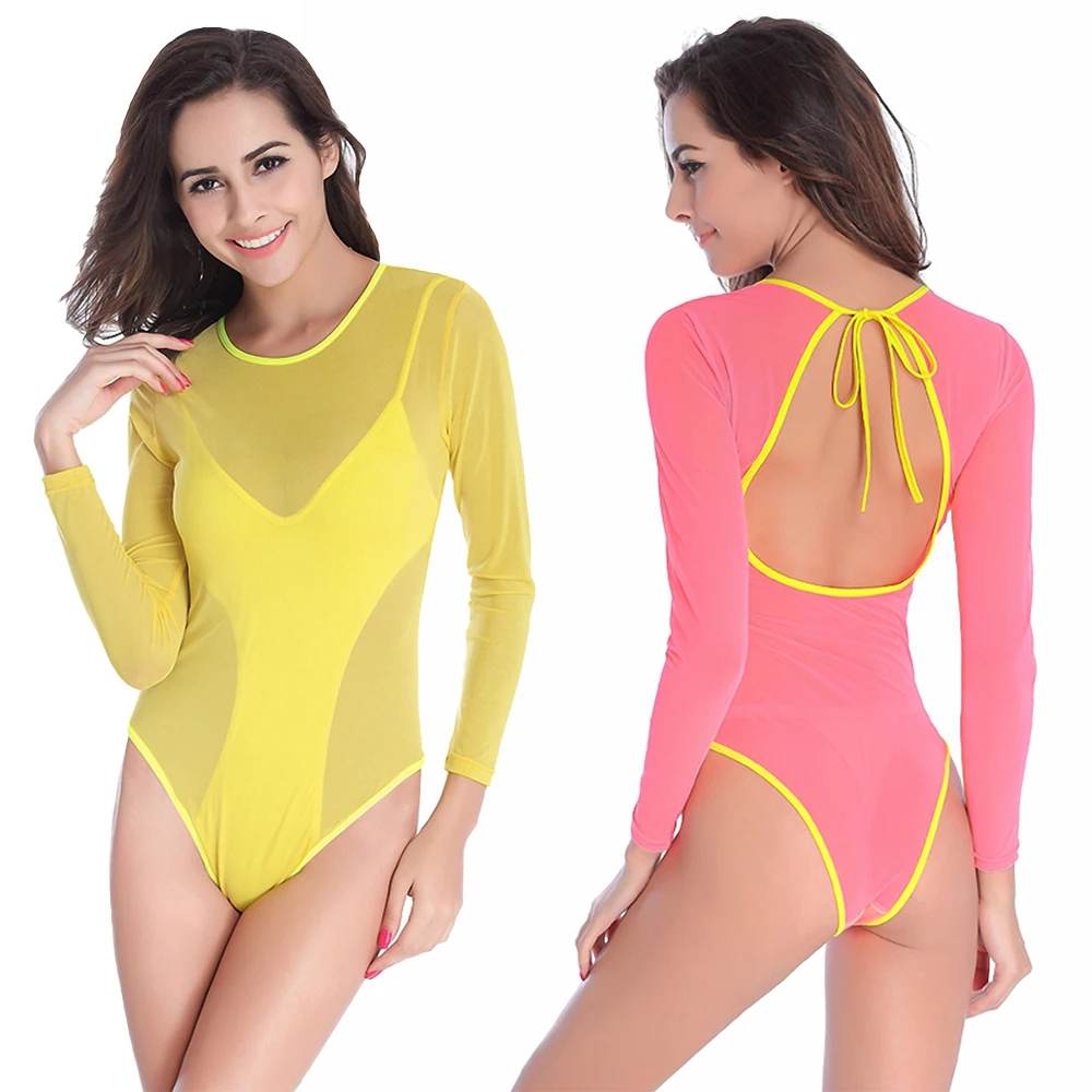 yellow long sleeve swimsuit