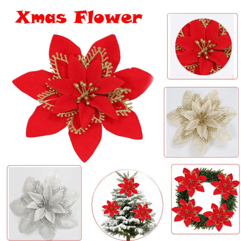 Christmas Tree Ornament Flower Romantic Rosette Hanging Party Decoration New Year Xmas Ornament for home Home Decor #25o26 (16)