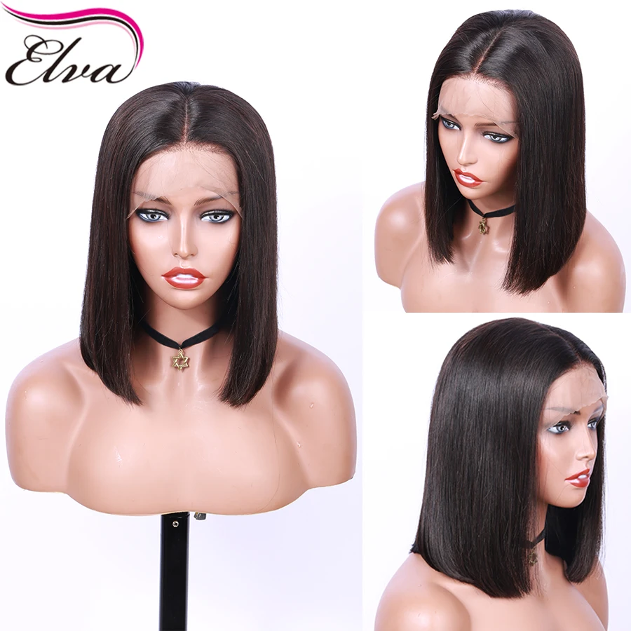 Brazilian Full Lace Wig Short Human Hair Wigs For Black Women Remy Hair Straight Bob Wig Pre Plucked With Baby Hair Elva 8\