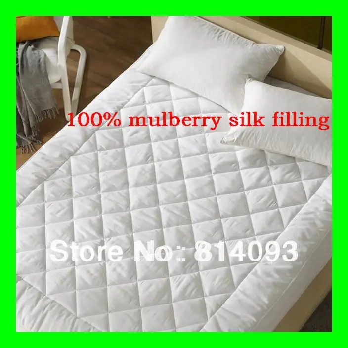 100 M ulberry Silk filling mattress pad Soft healthy Mattress topper Cover 180*200cm 3kg Winter