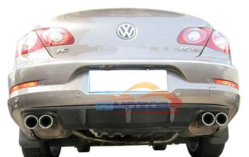 Real carbon fiber R-Line style Rear Bumper Lip Diffuser Spoiler for Volkswagen CC 4Door Dual Side Dual Exhaust Sedan 08-12