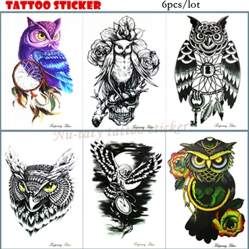 

Nu-TATY Owl combination Tattoo Body Art Flash Tattoo Stickers 21*15cm Waterproof Tatoo Home Decor