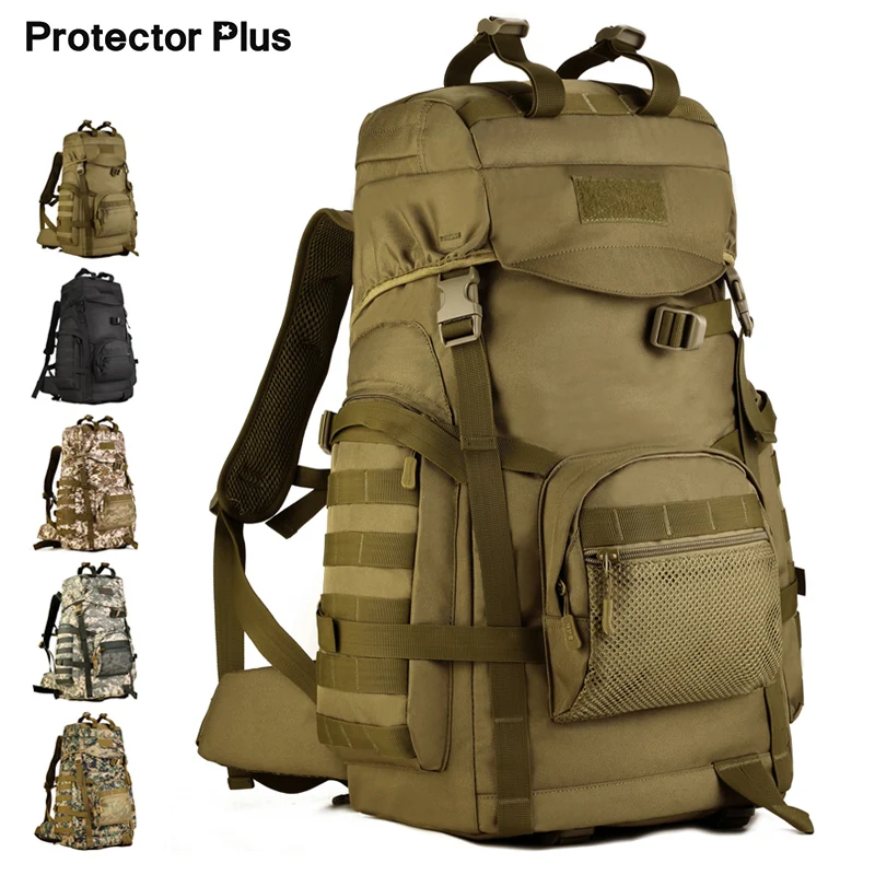 

Protector Plus 60L Large Capacity Outdoor Mountaineering Bag Army Fan Backpack Waterproof Bag Travel Tourism Backpack