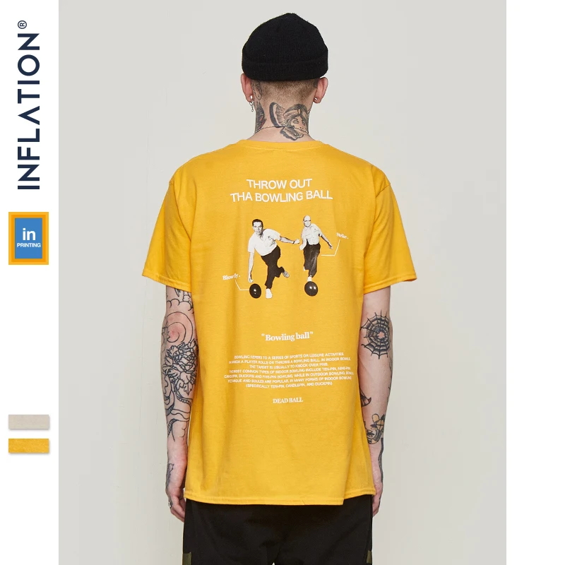 

INFLATION 2019 New Cotton Tshirts Mens Hip Hop Casual Short Sleeve Tops Tees Streetwear T-Shirts Men Clothes Couple Tee 91263S