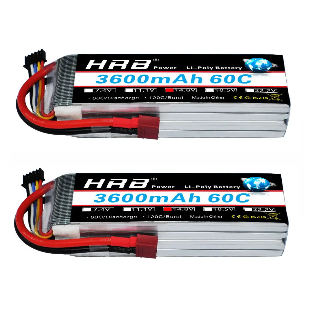 

2pcs HRB RC Lipo Battery 4S 14.8V 3600mah 60C Max 120C For RC Quadcopter Aircraft Multimeter Airplane Helicopter Drone