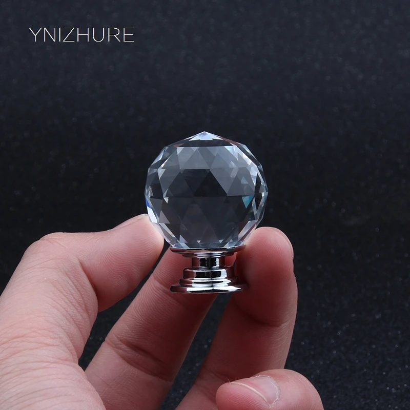 10PCS Hand made Knobs 30mm Trasparent K9 Crystal Glass Diamond Ball