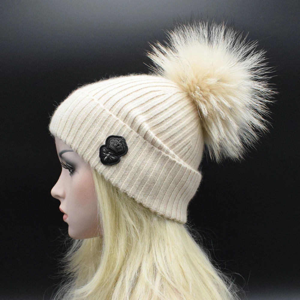 MIGEDE Winter high quality Lady Skullies and Beanies hat Wool knitted hat casual cap with real