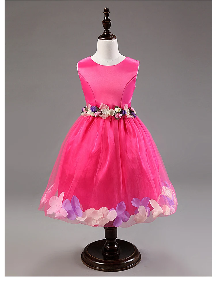 

Toddler girl dresses 2016 flower girl dress for wedding children's clothes sleeveless girls pageant dress purple color 2t-8t