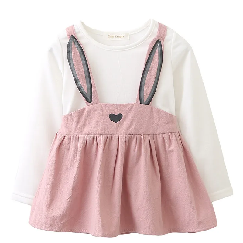 

2018 New Trend Fashion Long sleeve Strap decoration Dress Suitable for babies 6 to 18 months old Girl's clothes Dress