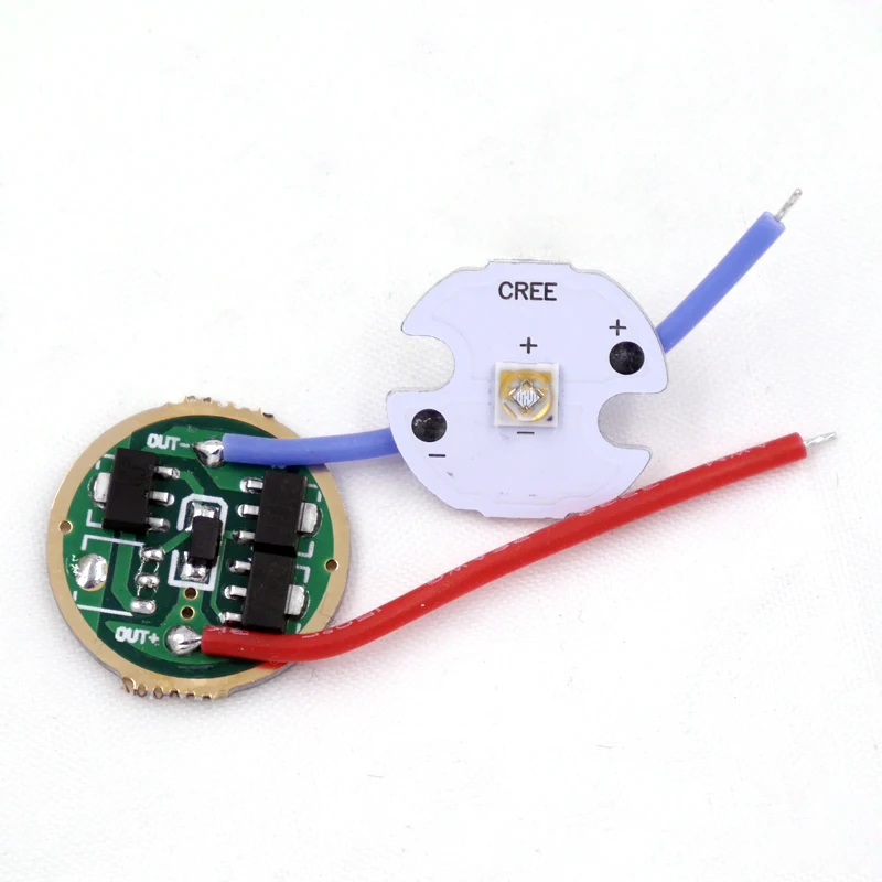 

1mode 17mm 3xAMC7135 1-Cell 3.7v-4.2v 900mA Flashlight Driver Board + 16mm Nichia 365nm UV Light Aluminum Base Flashlight DIY