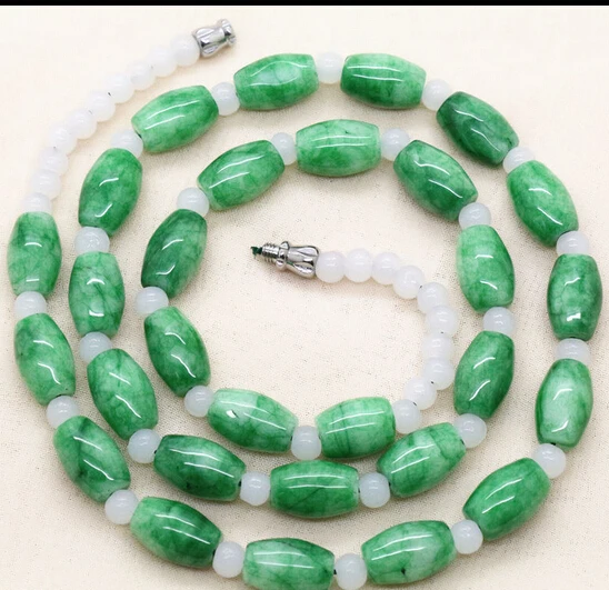 

ddh003639 BEAUTIFUL 100% NATURE GREEN & WHITE JADE BEADS JADEITE NECKLACE 28% Discount