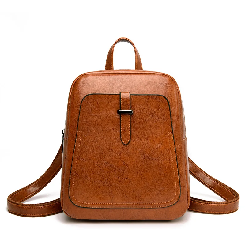 

2019 Women Leather Backpacks Vintage Female Shoulder Travel Bag Sac A Dos Ladies Fashion Bagpack For Girl Preppy Style
