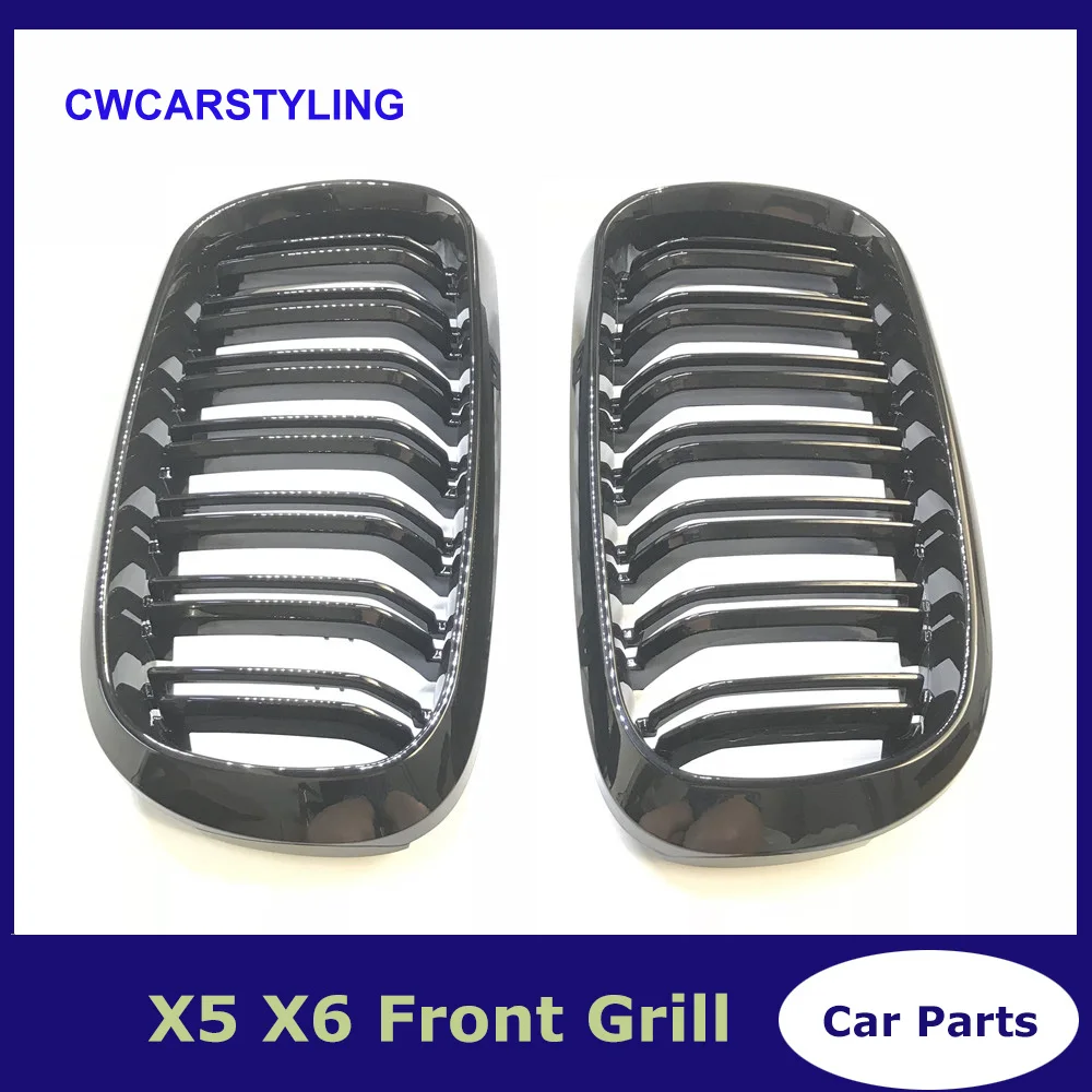

X5 X6 Replacement Front Grill for BMW X Series F15 F16 Car Styling Bumper Grille Gloss Black Dual Slat 2014 +