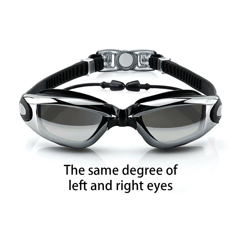 Очки для плавания ming HD анти-туман УФ очки для плавания для взрослых с затычками для ушей и зажимами для носа чехол для взрослых детей в бассейнах плавать ing - Цвет: Черный