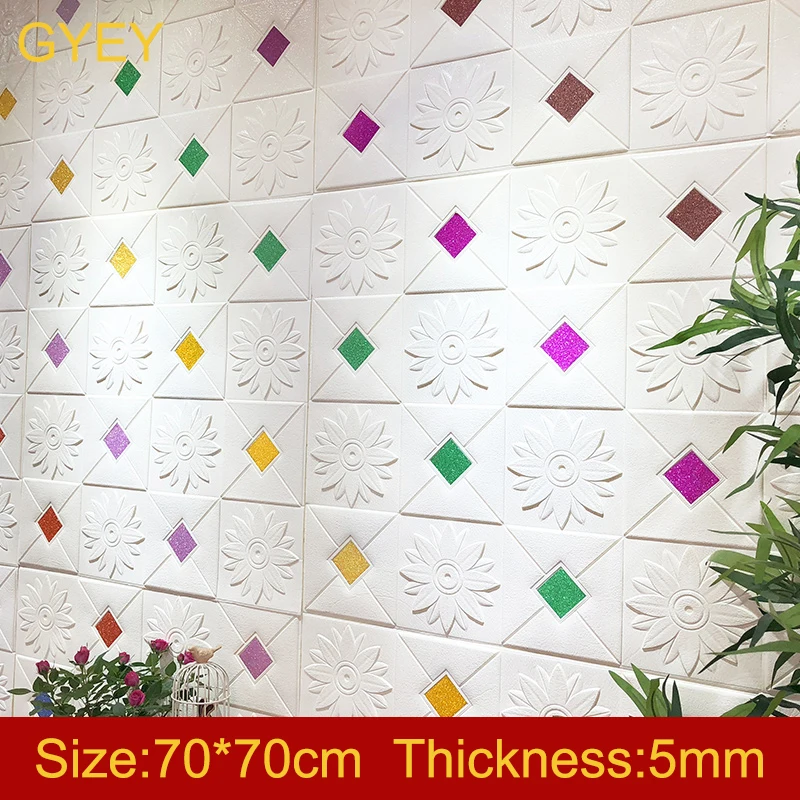 Self Adhesive 3D Brick Wall Stickers Living Waterproof Foam Room Bedroom DIY Adhesive Wallpaper Art 70*70*0.5cm home Wall Decals