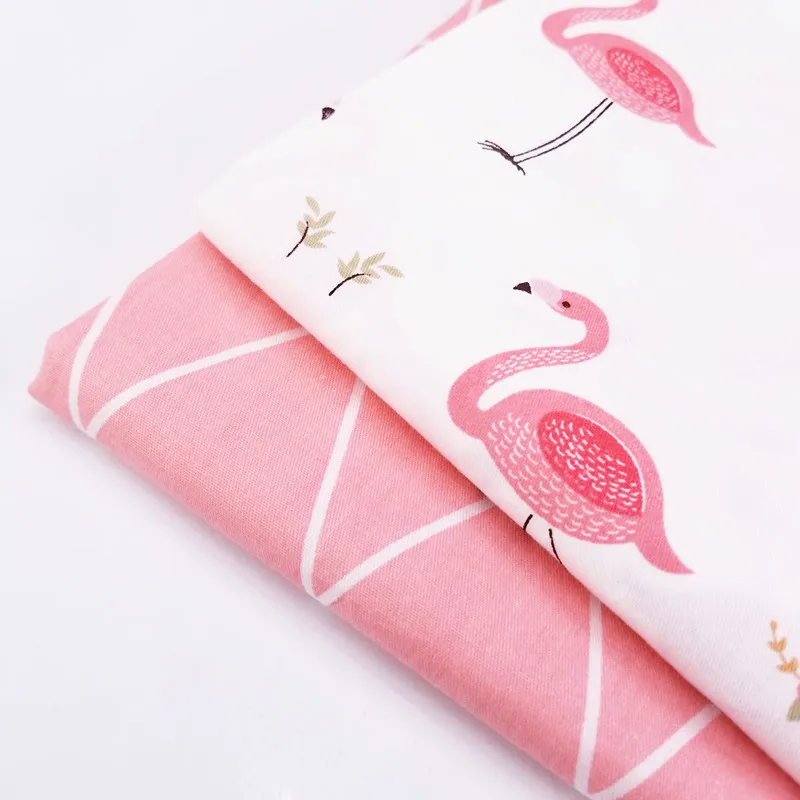 

100% Pure Cotton Twill Fabric Geometric Patterns Flamingo Printing Patchwork Quilting Cotton Material Cloth Crafts For Bedding