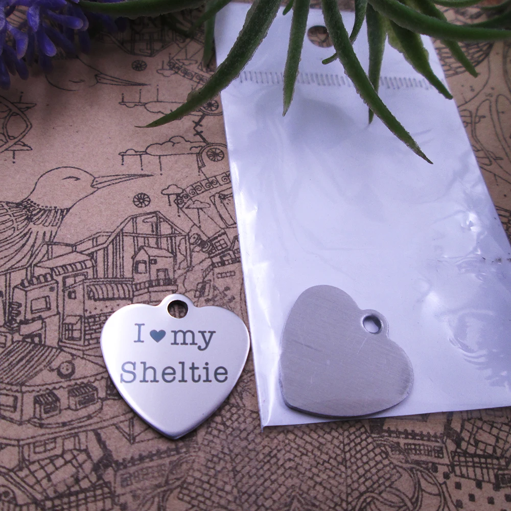 

20pcs--"I love my Sheltie"stainless steel charms 5 styles for choosing DIY Charms for necklace bracelets