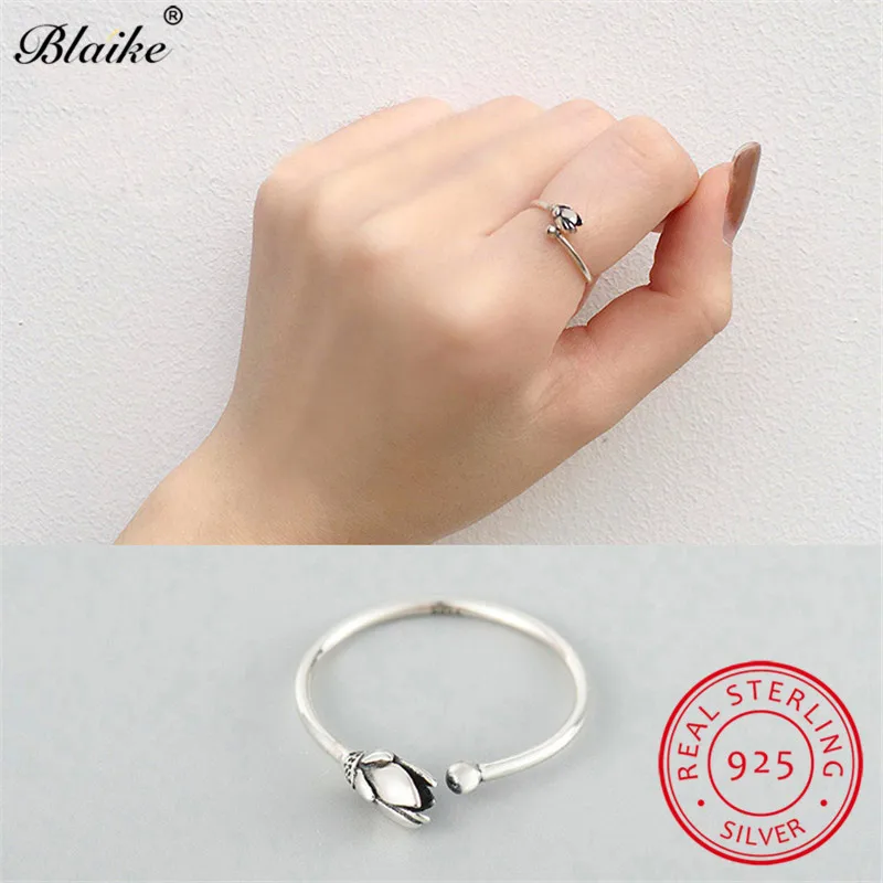 

925 Sterling Silver Flower Lotus Rings For Women Minimalist Do Old Ring Open Wedding Bands Dainty Thin Engagement Rings Jewelry