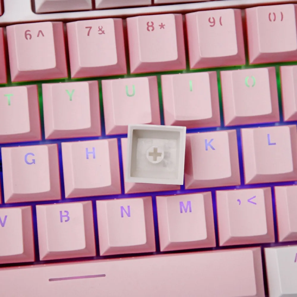 Двойная инъекция 104 клавиш PBT Keycaps розовый белый цвет Keycaps для механической клавиатуры