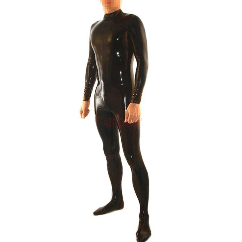 

Latex tights bodysuit catsuit zentai customization no back zipper neck entrance available crotch zipper or hole