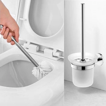 

1set Portable Zinc Alloy Lavatory Brush Toilet Brush & Holder Set Bathroom Supplies Wall Mount Mounted Brush Cup Holders