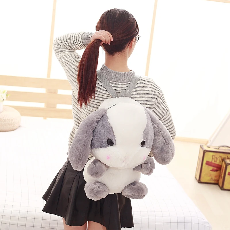 Cute Long Ear Rabbit Plush toy Bag Cartoon Children's Bag Lady White
