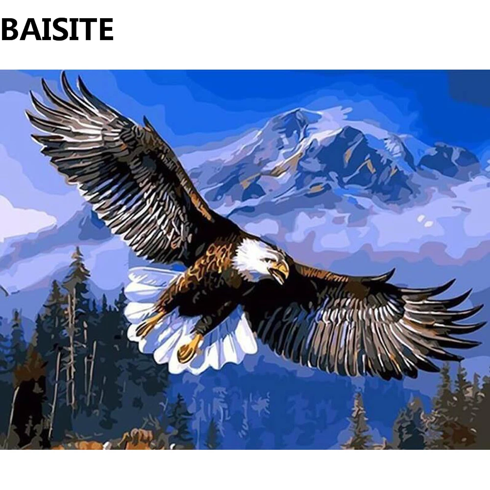 

BAISITE DIY Framed Oil Painting By Numbers Animal Pictures Canvas Painting For Living Room Wall Art Home Decor S059