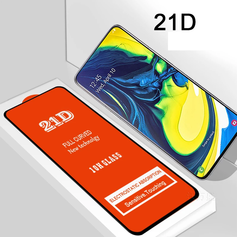 1000 шт. 21D полная печать обложек закаленное Стекло Экран протектор для samsung A20E A40S A90 A80 A70 A60 A50 A40 A30 A20 A10 пленка