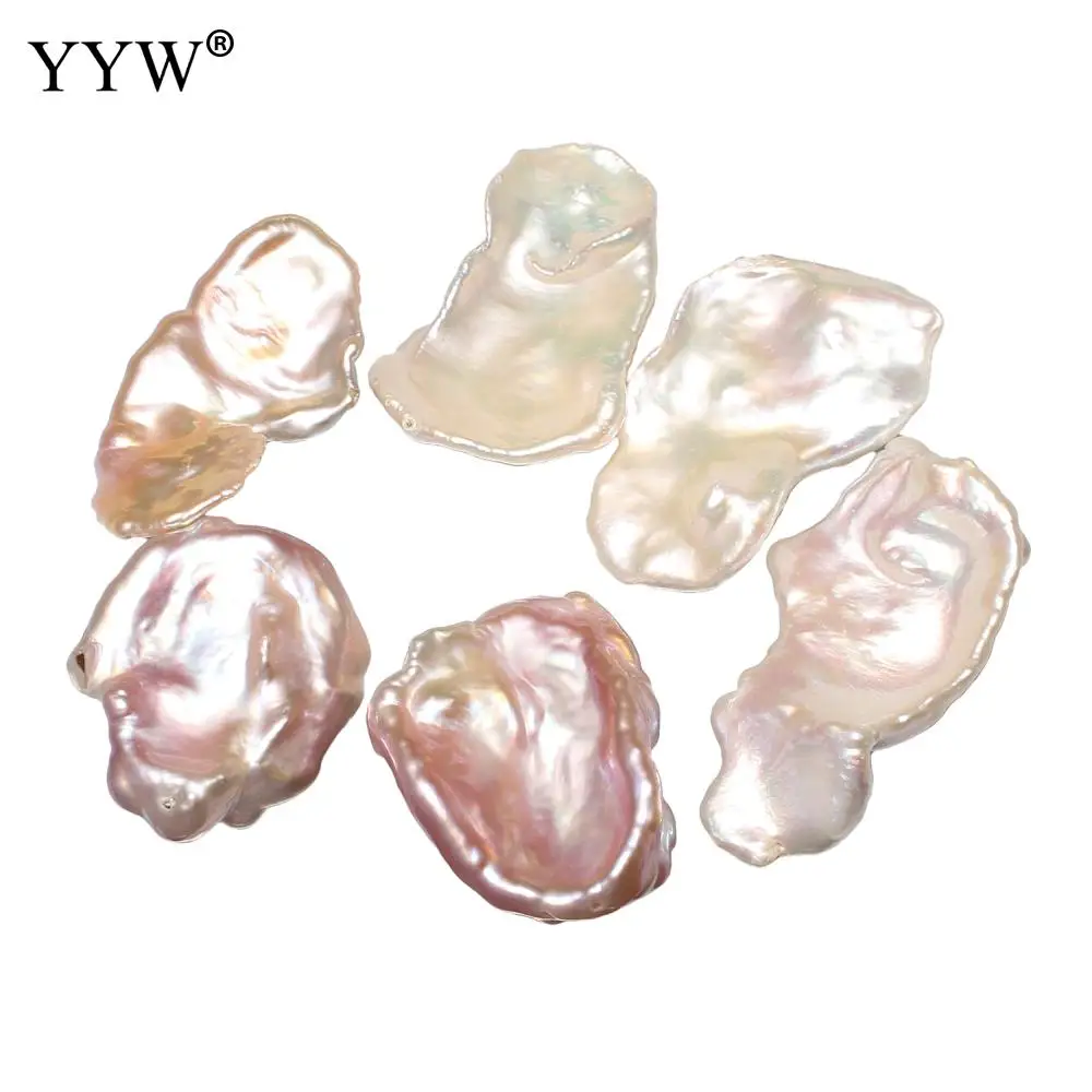 

1PC Cultured Freshwater Nucleated Pearl Beads Purple/White Color Natural No Hole 25-30mm Irregular Stone Sold By PC