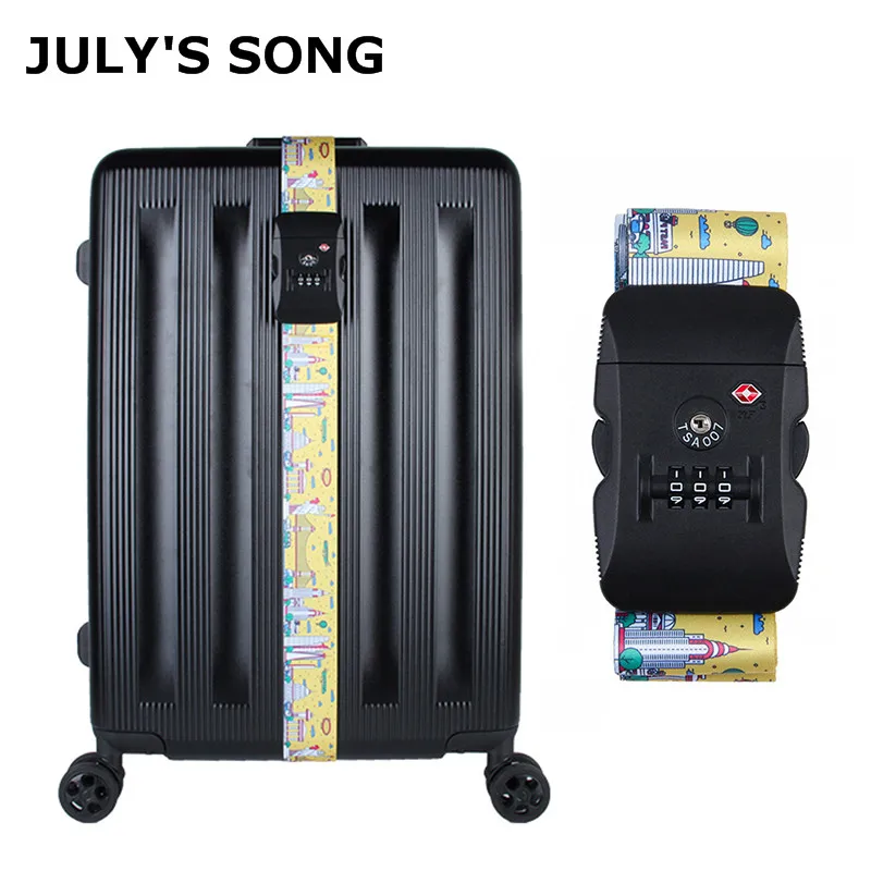 JULY'SONG Travel TSA Password Lock Suitcase Strap Adjustable Luggage Case Belt Polyester Safe Travel Accessories JULY'SONG Travel TSA Password Lock Suitcase Strap Adjustable Luggage Case Belt Polyester Safe Travel Accessories