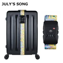JULY'SONG Travel TSA Password Lock Suitcase Strap Adjustable Luggage Case Belt Polyester Safe Travel Accessories