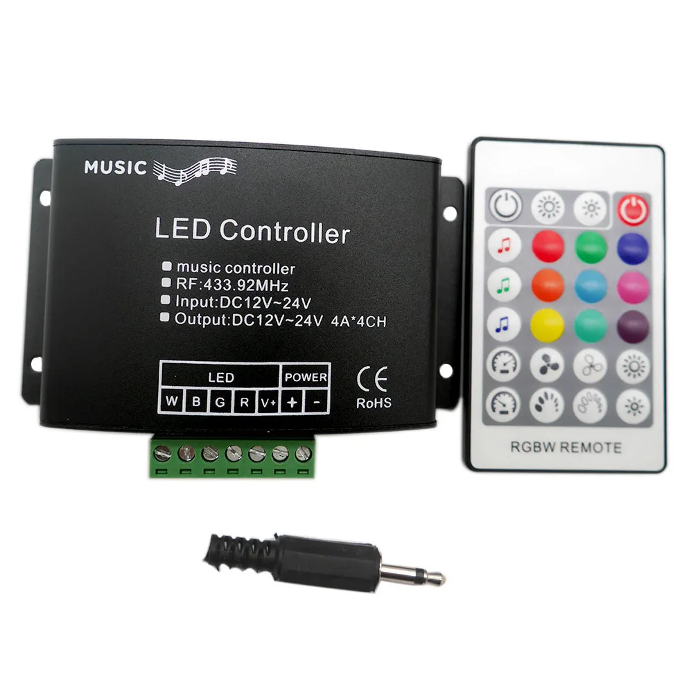DC12V 24V Музыка Светодиодный контроллер 24 клавиши RGBW РФ удаленный звуковой датчик