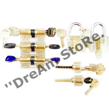 

7Pcs/Set Cutaway Visable Practice Padlock Lock Training Learning Skill Pick For Locksmith