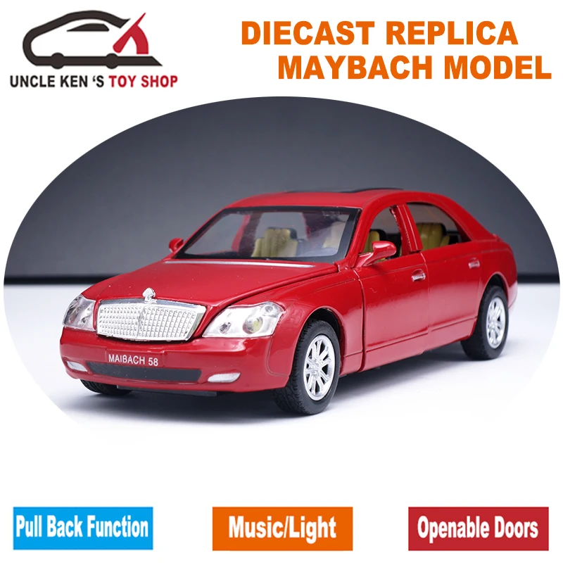  17.5CM Length Maybach Diecast Model Car Toys For Children With Gift Box/Six Openable Doors/Music/Li