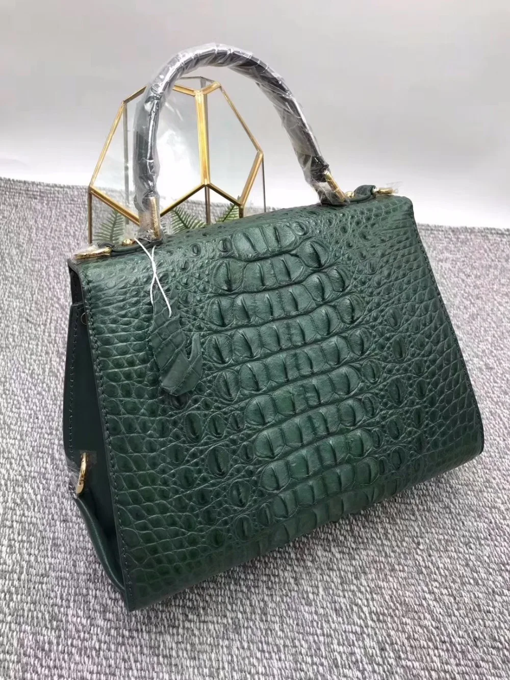 Medium Exotische Metall Frauen Geldbörse Handtasche Designer Hardware Mode Krokodil Weibliche Grün Alligator Dunkle Leder Haut Echtes fCwpng6q