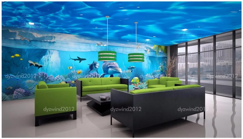 Фотообои на заказ 3d обои Фэнтези Подводный Мир тема павильон 3D космическая стена 3d настенные фрески обои для стен 3 d