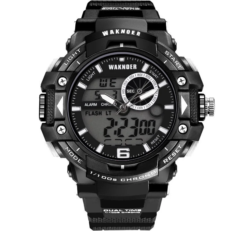 

2018 WAKNOER Mens Watches Top Brand Luxury Dual Display Wrist Watch Men Watch Waterproof Military Sport Men's Watch Clock saat