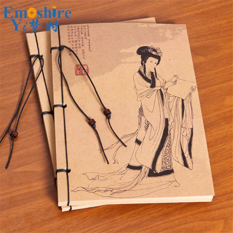 

Ancient Chinese Woman China Chic Chinoiserie Wholesale Blank Kraft Paper Painting Book Unique Luxury Notebook Retro Notepad N315
