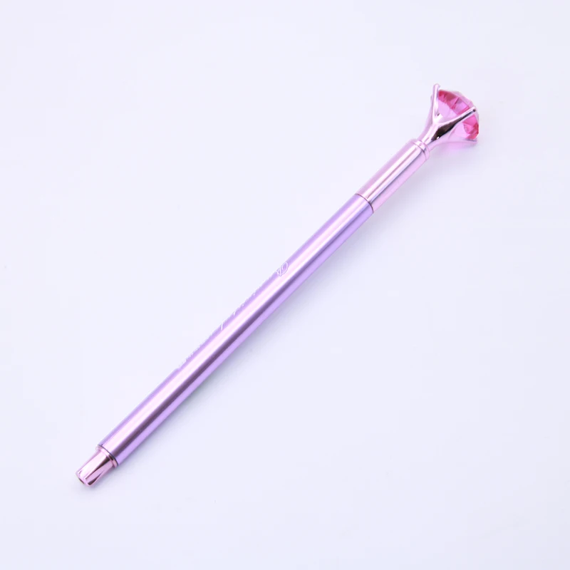 1 шт Цвет Алмазная головка кристалл жемчуг центр ручка свадебное кольцо офисное пластиковое перламутровое перо синий фиолетовый розовый серебряный - Цвет: C