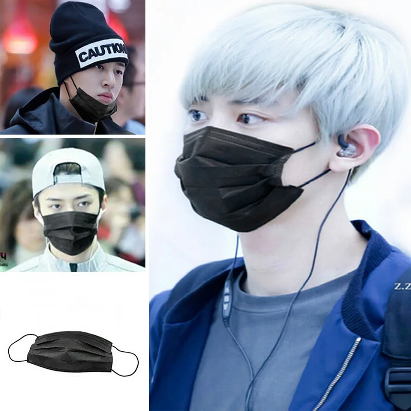 

50pcs/lot Non-Woven Disposable Health Mouth-Muffle Black Mask Medical dental Earloop Anti Dust Mask Surgical Masks