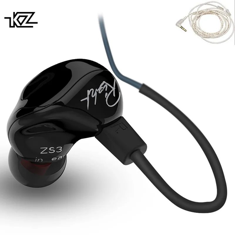 KZ ZS3 1DD Ergonomic Detachable Cable Earphone In Ear Audio Monitors Noise Isolating HiFi Music Sports Earbuds With Microphone