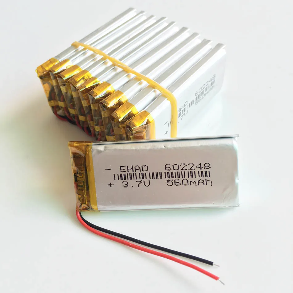 Оптовая продажа 10 шт 3 7 V 560mAh 602248 литий полимерные Li Po аккумуляторные батареи для