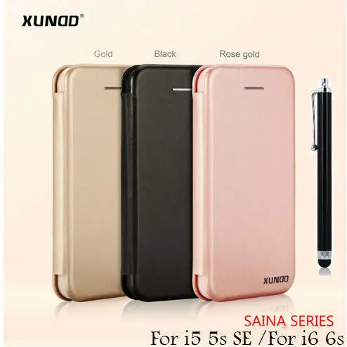 

2018 Magnetic Case!High Quality! Magnetic Flip Cover Stand Wallet Leather Case For i5/5s/SE&For i6/6s 4.7"Genuine XUNDD