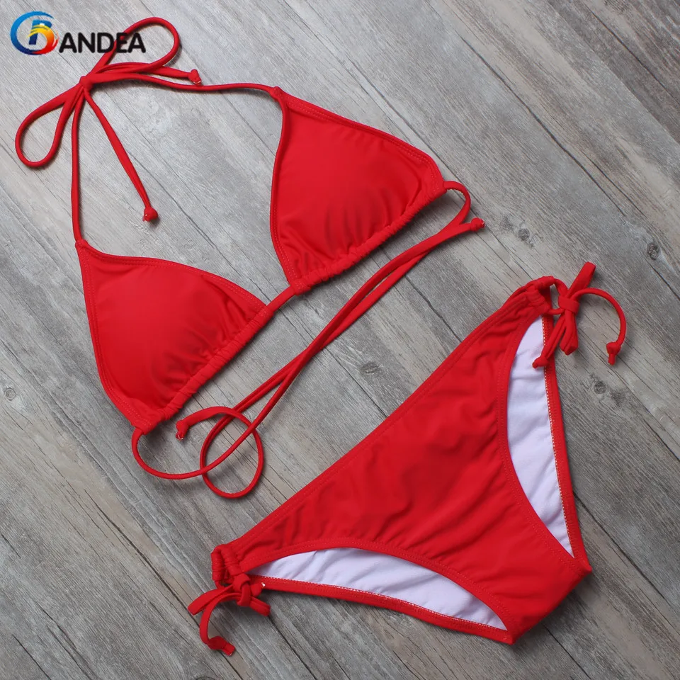 

BANDEA women swimwear sexy bikini set solid swimsuit micro bikini brand female padded bathing suit beach wear HA064