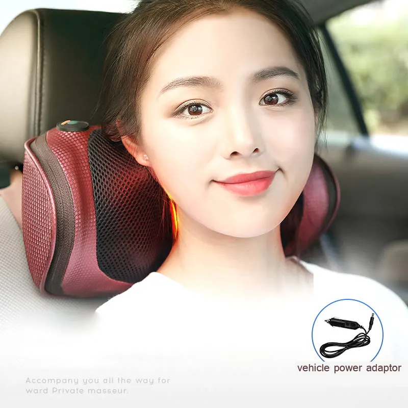 Electric Car Cervical Vertebra Massage Cushion Pillow Neck Waist Back Multifunction Massage Vibrator Lumbar Kneading Pillow Pad car home magnetic stone massage pillow multifunction kneading cervical massage instrument massage cushion back neck massager