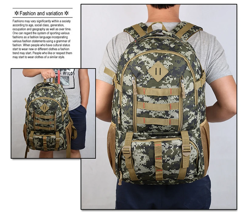 Camuflagem do Exército Acampamento ao ar Equitação Mochila Tático Bolsa Militar Ventilador 50l Multifuncional Caminhadas Livre 10 Cheap Ferram. atividade ar livre