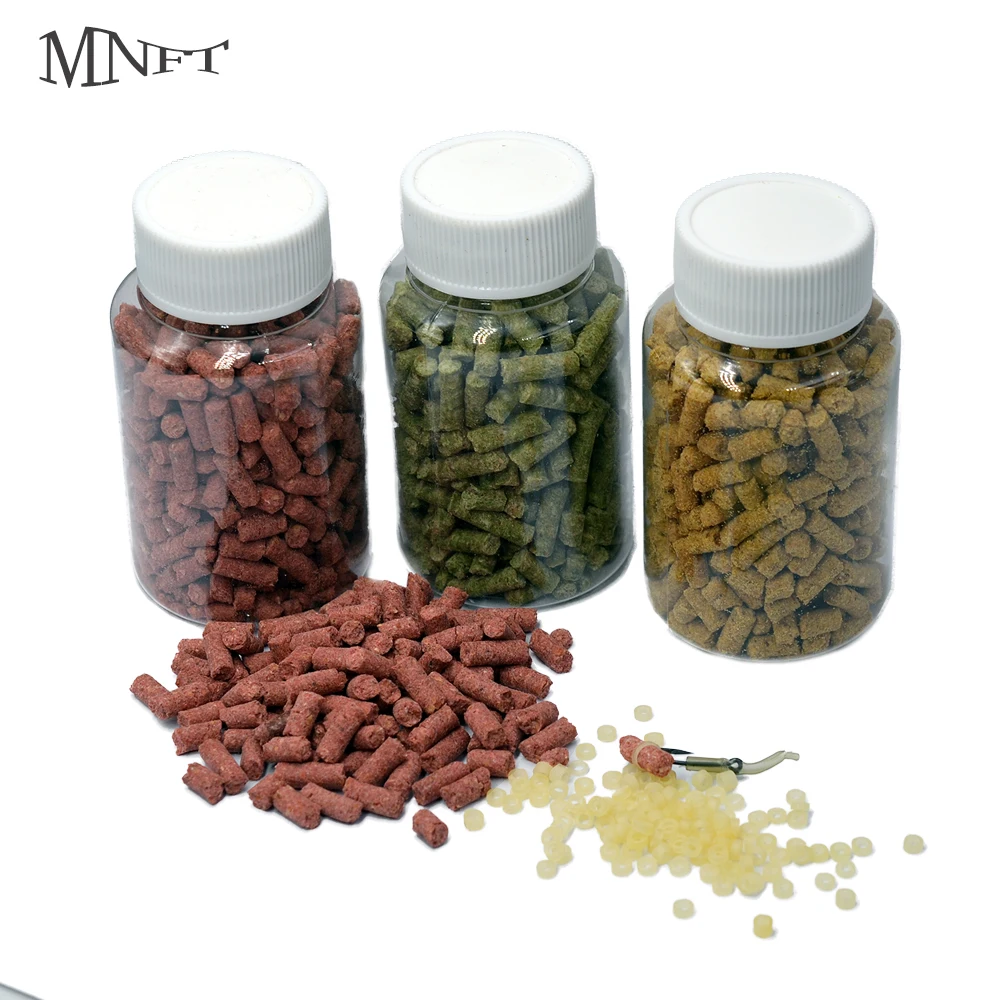 

MNFT 1 Bottle About 300 Pcs Carp Fishing Bait Smell Grass 3 Flavors Baits Lure Formula Insect Particle Rods withe Rubber Bands