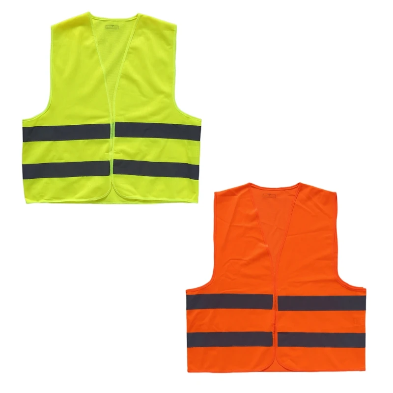 

High Visibility Safety Vest Reflective Strip Zipper Jacket Construction Traffic